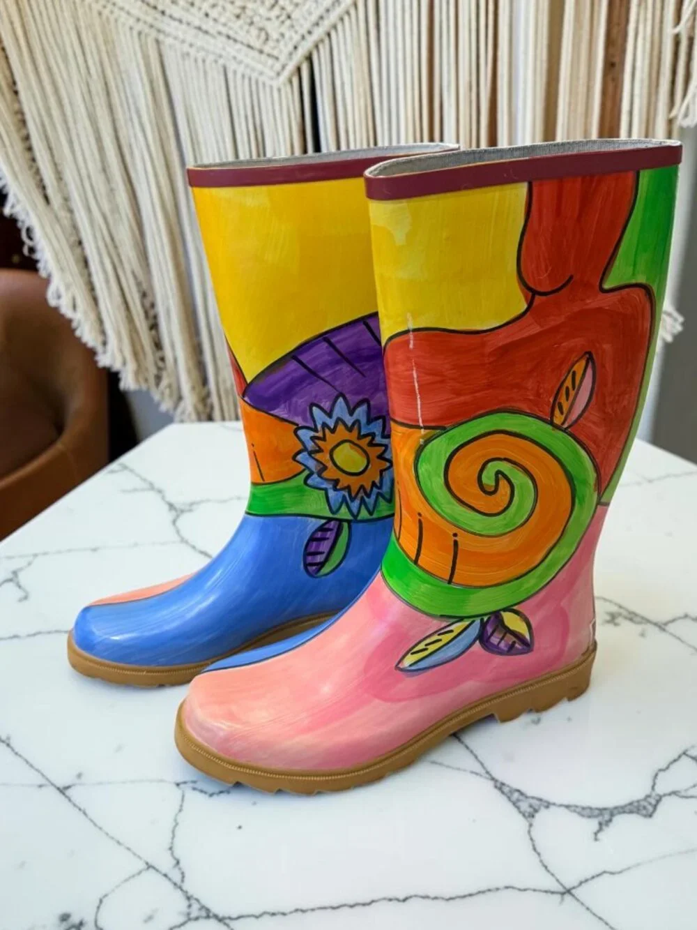 Corkys Women's Size 8 Painted Rubber Rain Boots